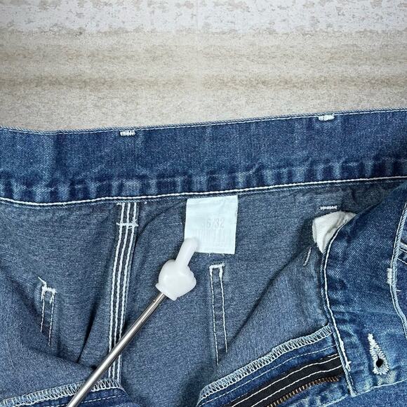 Vintage Berne Carpenter Jeans Medium Wash Work Wear Denim Baggy Bear Logo 90s - Picture 4 of 4